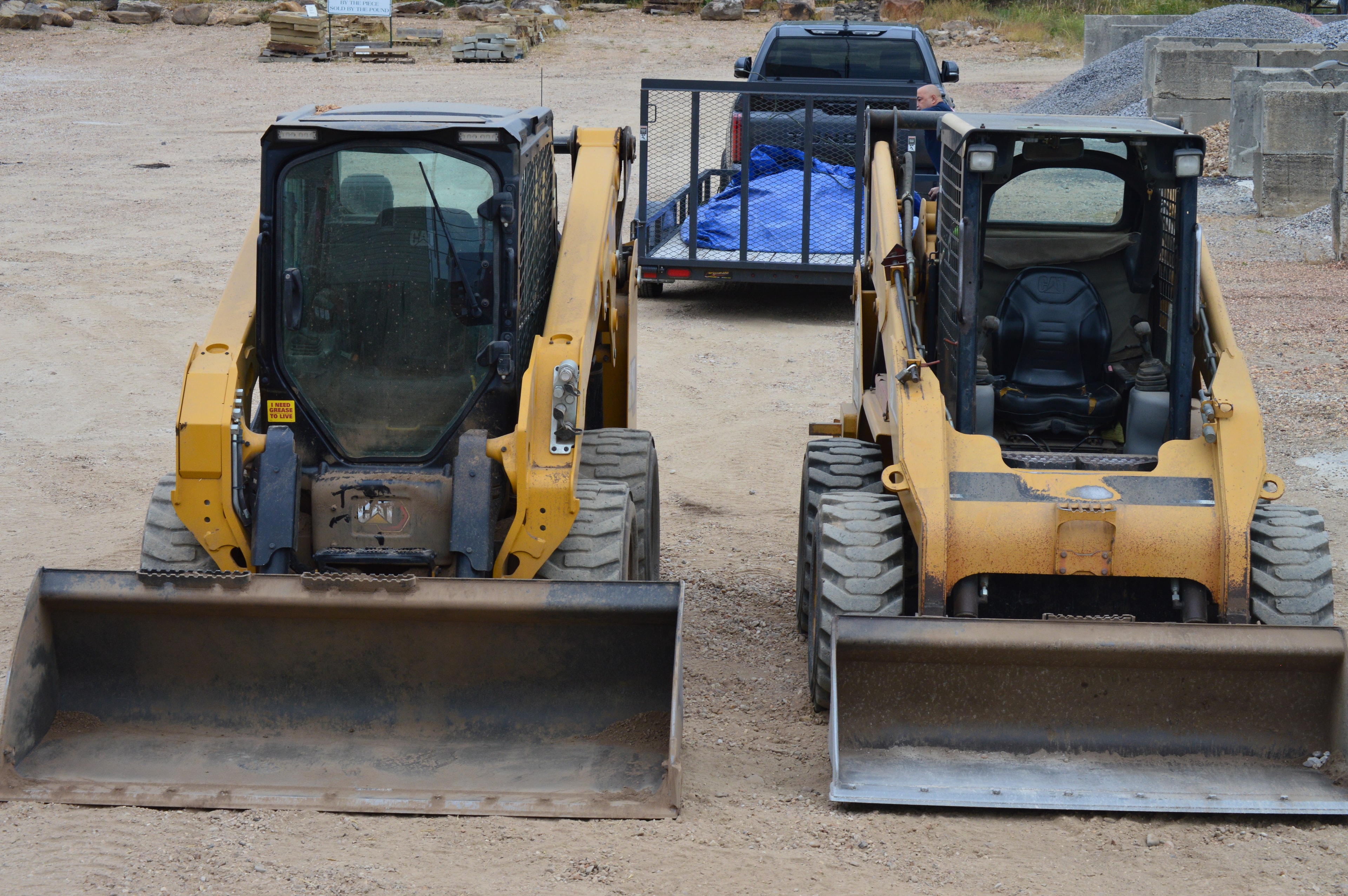 CAT skid steer loaders at Load & Go Landscape Products yard